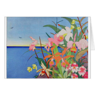 Küste-Blumen-Japaner Woodblock Kunst Ukiyo-E