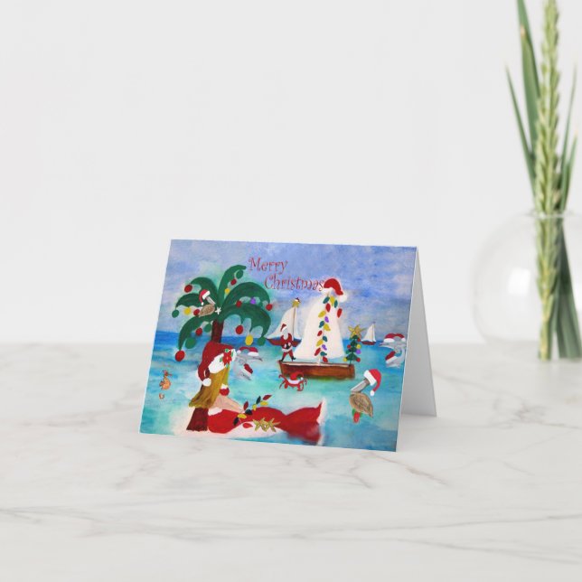 Küste Chrismtas Hafen Holiday Boot Parade Karten (Vorderseite)