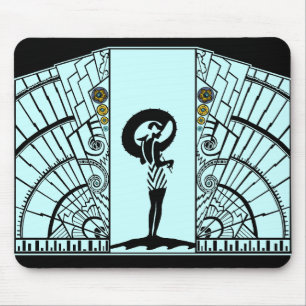 Küste-Deko im Aqua und im Gelb Mousepad