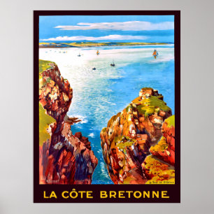 Küste der Bretagne, Aussicht auf Gebiete, Frankrei Poster