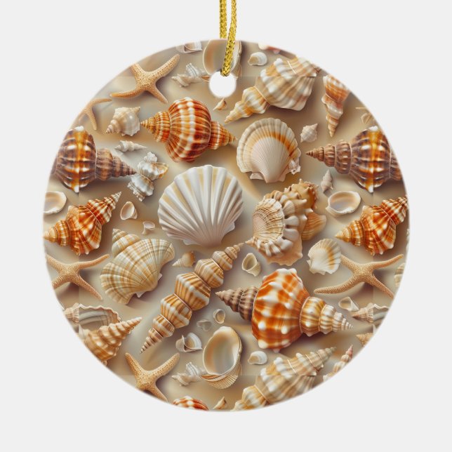 Küste Elegance Seashell Muster Keramik Ornament (Vorne)