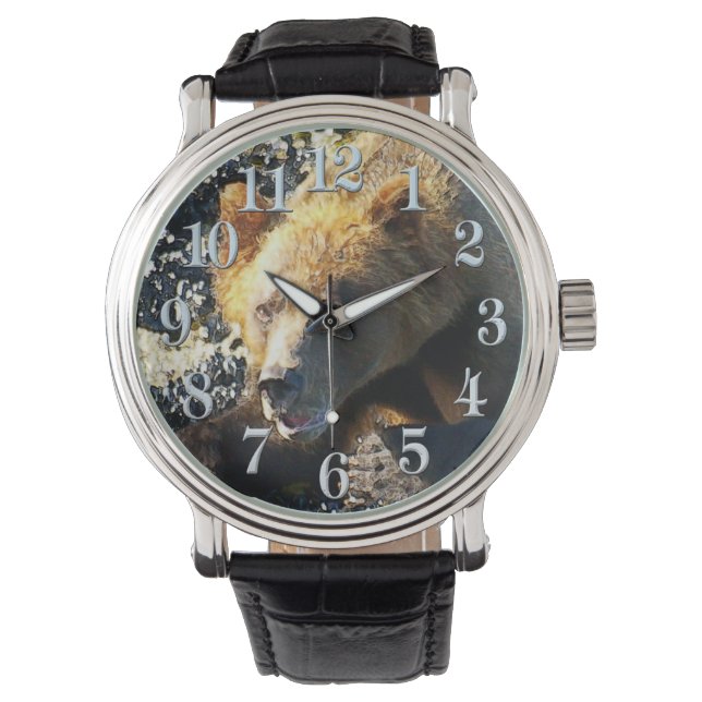 Küste Grizzle Bärenfront - Foto "Wildlife" Armbanduhr (Vorderseite)