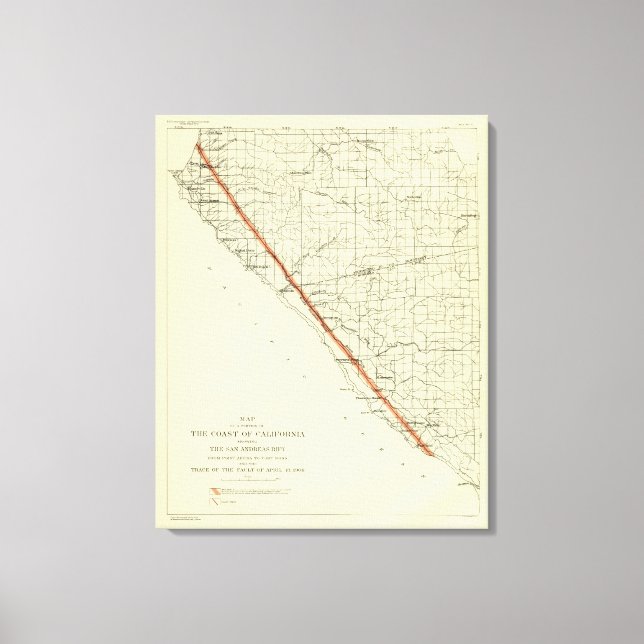 Küste Kaliforniens mit San Andreas Rift Leinwanddruck (Vorderseite)