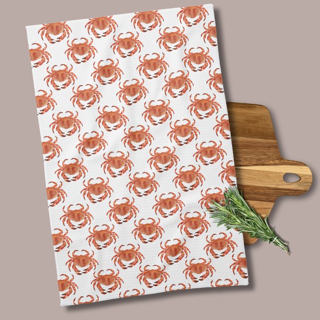 Küste Krabben Ocean Beach Geschirrtuch (Brown crab crustacean kitchen towel.  Matching products available for kitchen and dining. )