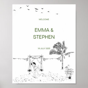 Küste Liebe Strand Sandstrand Minimal Hochzeit Poster