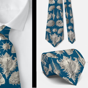 Küste Navy Blau und Weiß Seashells Ozean Krawatte
