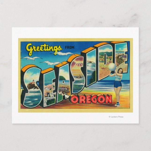 Küste, Oregon - Große Briefmarkenszenen Postkarte (Vorderseite)