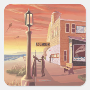 Küste, OregonAquarium-Ansicht Quadratischer Aufkleber