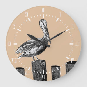 Küste Pelican Taupe mit weißen römischen Zahlen Große Wanduhr