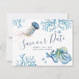 Küste Save the Date mit Wasserfarbenmeer
