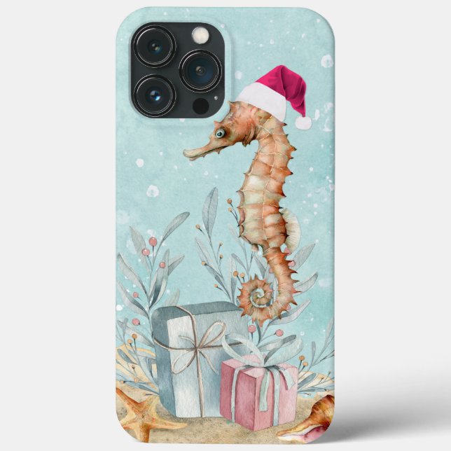 Küste Seepferd Santa mit ummantelten Geschenken Case-Mate iPhone Hülle (Rückseite)
