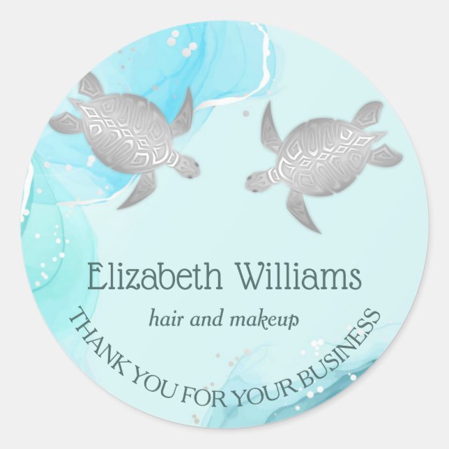 Küste Silver Blue Turtles Runder Aufkleber (Vorderseite)