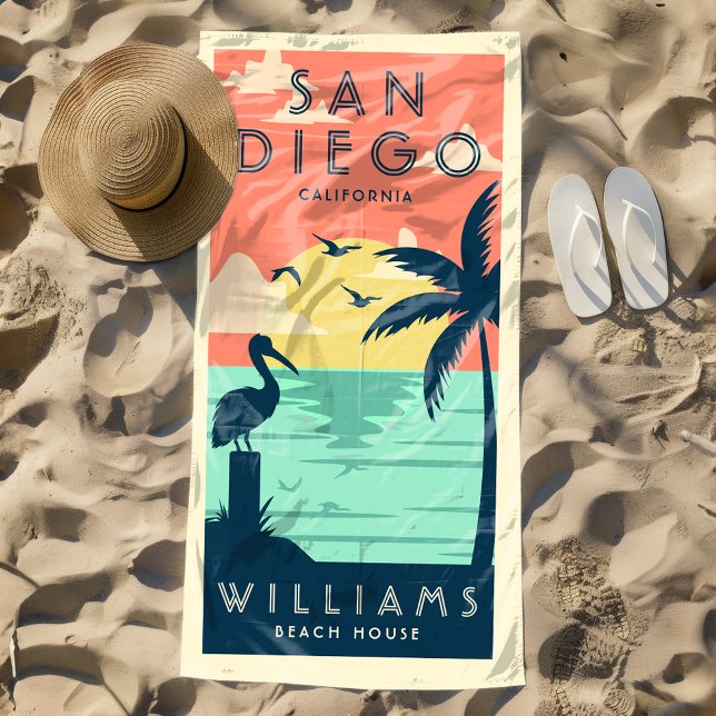 Küste Sommer Vintages Family Beach House Strandtuch (Von Creator hochgeladen)