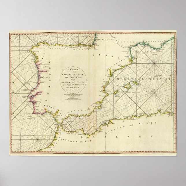 Küste Spanien, Portugal, Barbary Poster (Vorne)