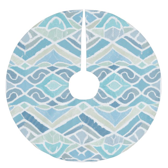 Küste/Strand/nautischer Blau Polyester Weihnachtsbaumdecke (Vorderseite)