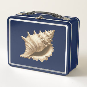 Küste/Strand/nautischer Muschel Metall Brotdose