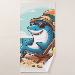 Küste/Strand niedlicher Cartoon Hai Badehandtuch