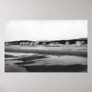 Küste, Strand von Oregon und Hütten im Norden Poster