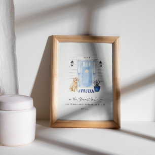 Küste Strand Wasserfarbenfront Goldendoodle Poster