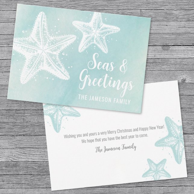 Küste Strand Weihnachten (Elegant Beach Seasons Greetings Holiday Card)