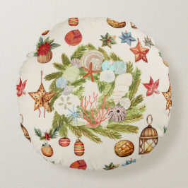 Küste Tropische Insel Weihnachtskranz Rundes Kissen