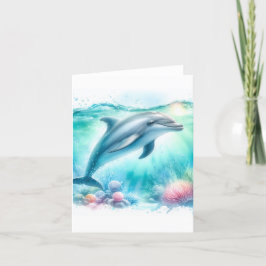 Küste unter dem Meeresdolphin Dankeskarte