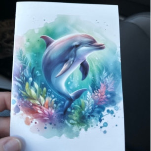 Küste unter dem Meeresdolphin Dankeskarte