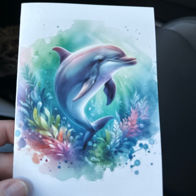 Küste unter dem Meeresdolphin Dankeskarte (Dolphin Under the Sea Coastal Beach Notecard Stationery)