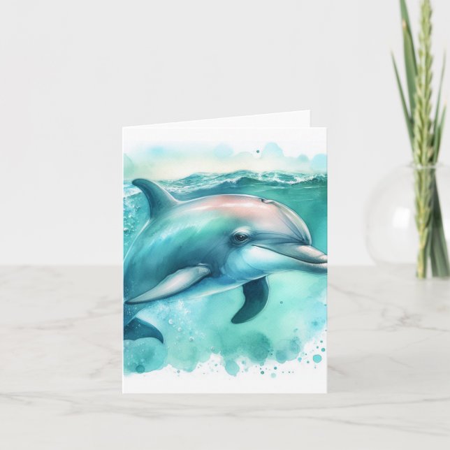 Küste unter dem Meeresdolphin Dankeskarte (Vorderseite)