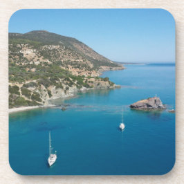 Küste von Akamas mit Booten Getränkeuntersetzer