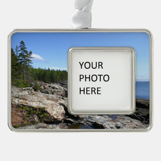Küste von Bar Island im Acadia Nationalpark Rahmen-Ornament Silber (Vorderseite)