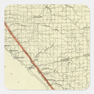 Küste von Kalifornien San- Andreasriß zeigend Quadratischer Aufkleber