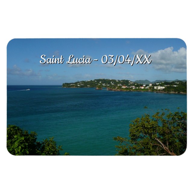 Küste von St. Lucia Karibisches Foto Magnet (Horizontal)