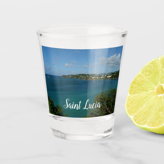 Küste von St. Lucia Karibisches Foto Schnapsglas (Vorderseite)