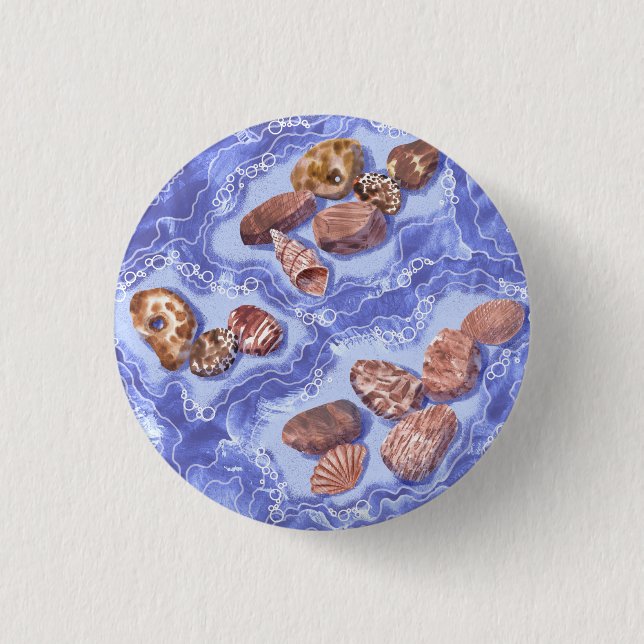 Küste, Wellen, Kies Button (Vorderseite)