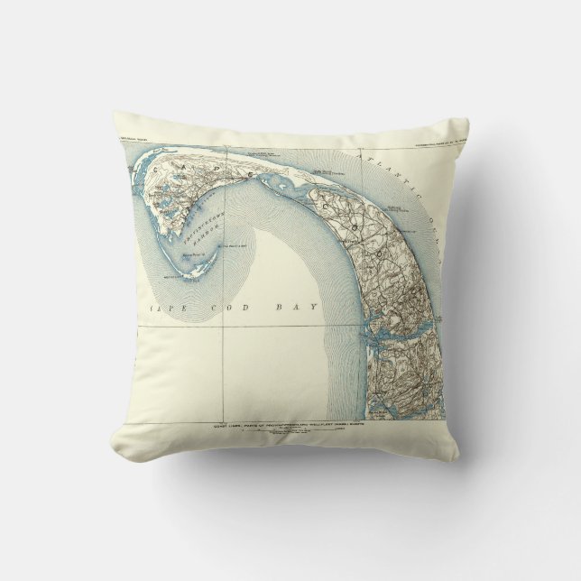 Küste zeichnet Provincetown Truro und Wellfleet Kissen (Vorderseite)