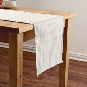 Küstebreeze Feine Ticking Weiche Sandige Beige Kurzer Tischläufer