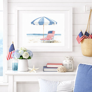 Küsten-Americana-Strandstuhl Patriotischer Sommer Poster