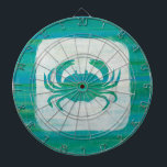 Küsten| Aqua-Krabbe Dartscheibe<br><div class="desc">Ein heller blauer und grüner gewaschener Krabbenentwurf.</div>