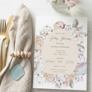 Küsten-Aquarell-Muscheln und florale Babyparty Einladung