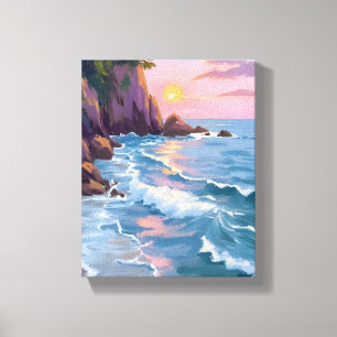 Küsten-Baumwollzucker-Sonnenuntergang-Aquarellmale Leinwanddruck