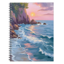 Küsten-Baumwollzucker-Sonnenuntergang-Aquarellmale