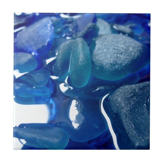 Küsten-blaues Seeglas Fliese (Vorderseite)