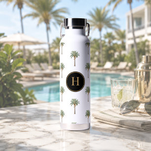 Küsten-Chic-Palmenbaum-Monogramm Trinkflasche