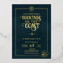Küsten-Cocktailparty-Einladung | Nautisches Gold