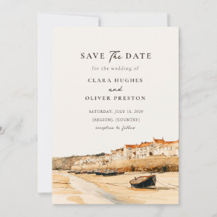 Küsten Cornwalls Hafen Fischerboot Hochzeit Save The Date