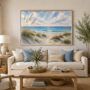 Küsten-Gras-Strandposter Blauer Horizont Poster