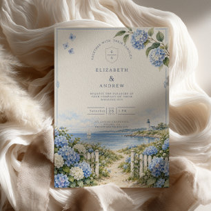 Küsten-Hortensien-Hochzeit Einladung