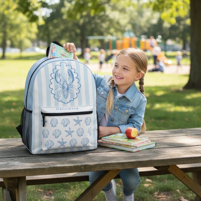 Küsten-Hummer-Seestern-Gestreifter Rucksack (Von Creator hochgeladen)