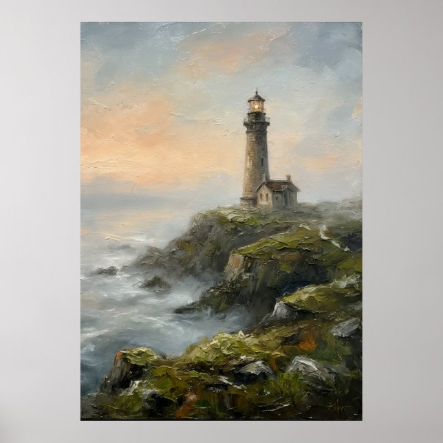 Küsten-Leuchtturm-Kunstwerk Poster (Vorne)